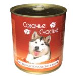 Консервы для собак Собачье Счастье Говядина с потрошками в желе, 750 г